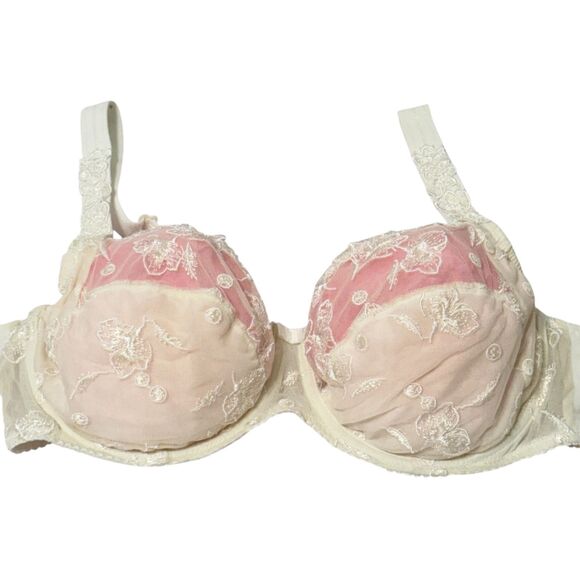 Prima Donna 38C Embroidered Unlined Underwire Support Bra 162040 Cream Off White - Picture 1 of 12